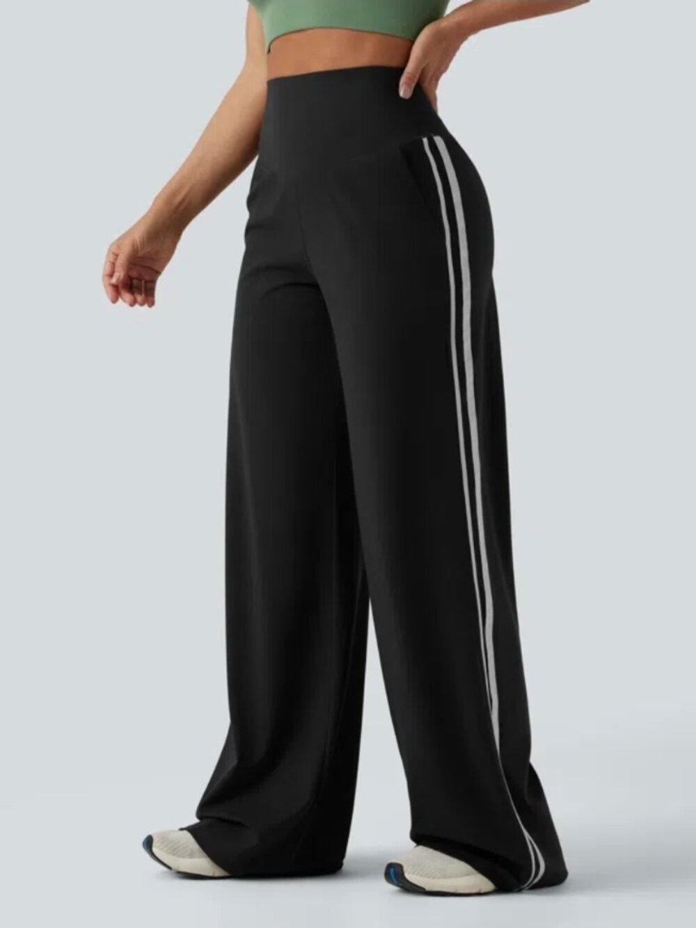 Halara UltraSculpt H W Color Block Stripes Yoga Baggy Pants - Black - Size S /P